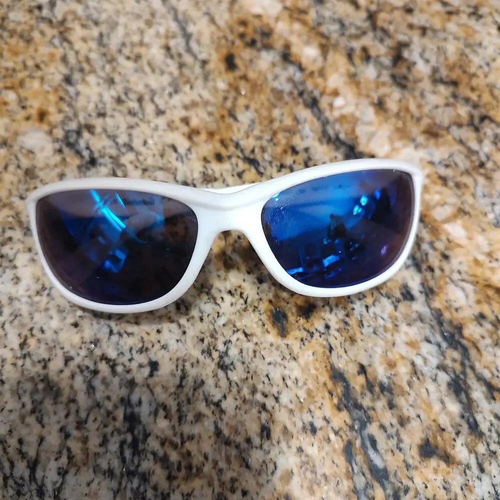 Timberland Sunglasses TB7117 White Blue Lens Sport Wrap Mens Outdoor UV 3-1.5